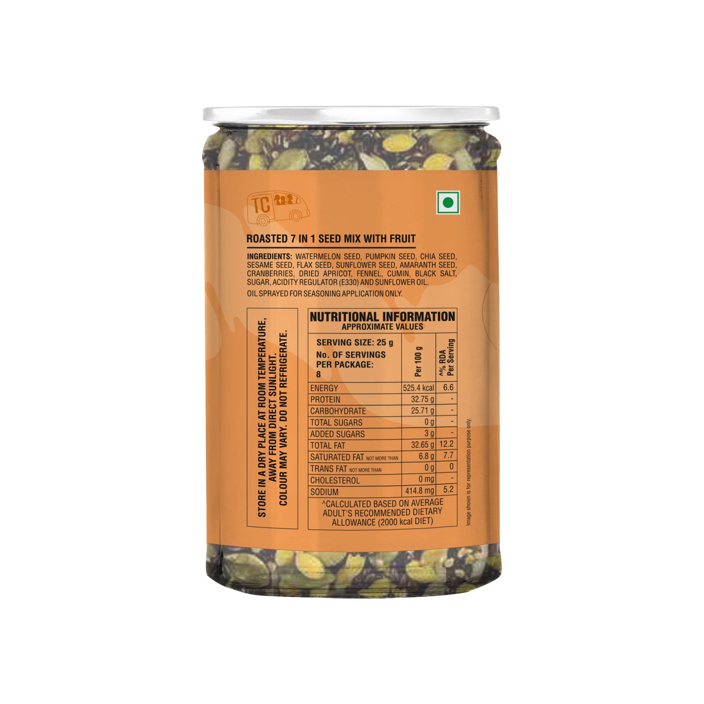 TRUE CREW Roasted  7 in 1 Seed Mix With Fruit Bottle 200 g 200g