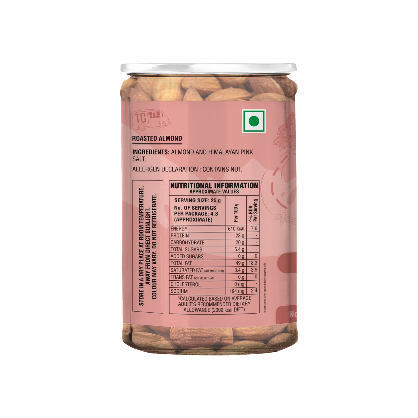 TRUE CREW Roasted Almonds 120 g Jar 120g