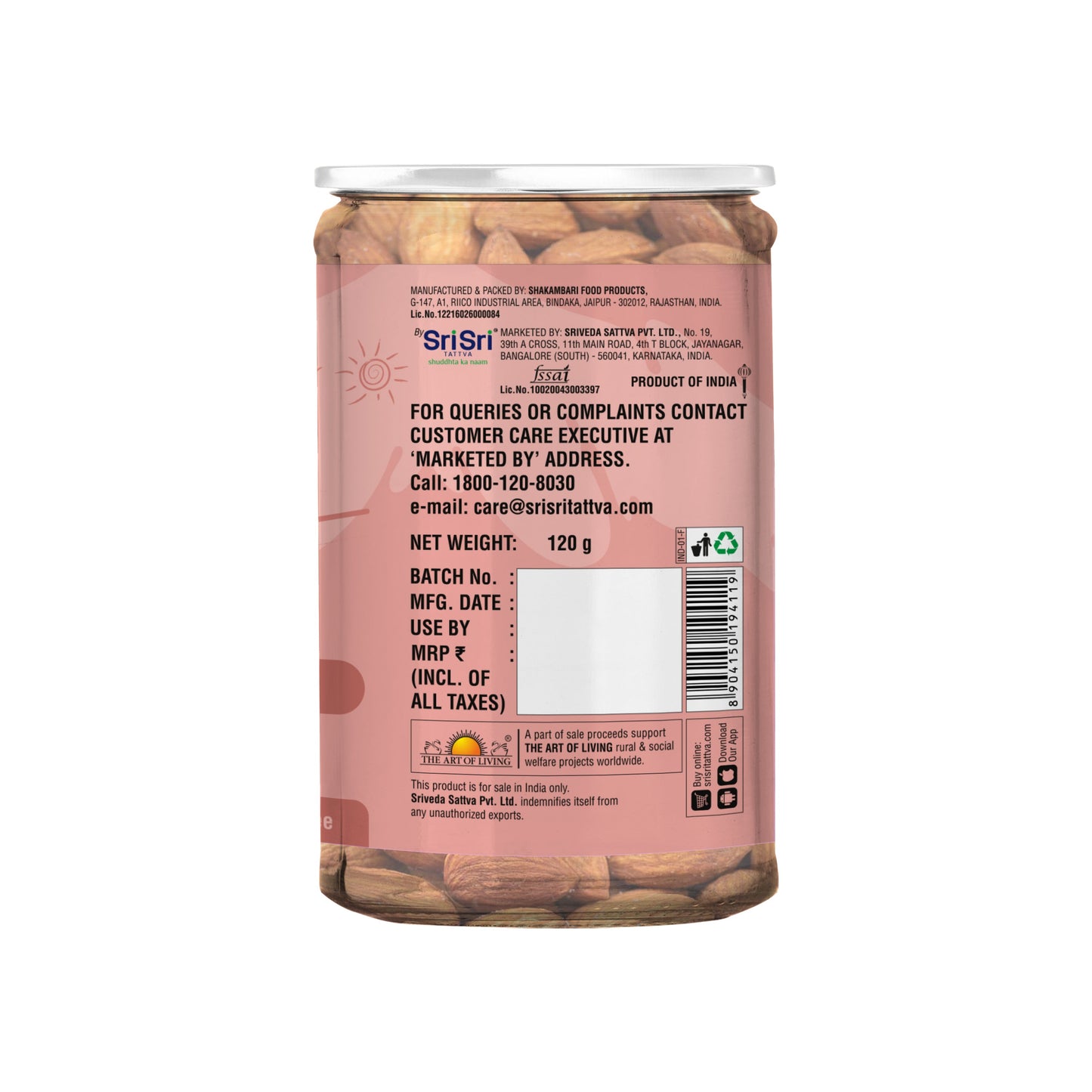 TRUE CREW Roasted Almonds 120 g Jar 120g
