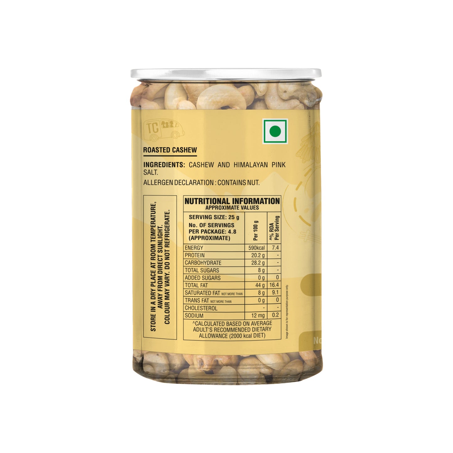 TRUE CREW Roasted Cashew 120 g Jar 120g