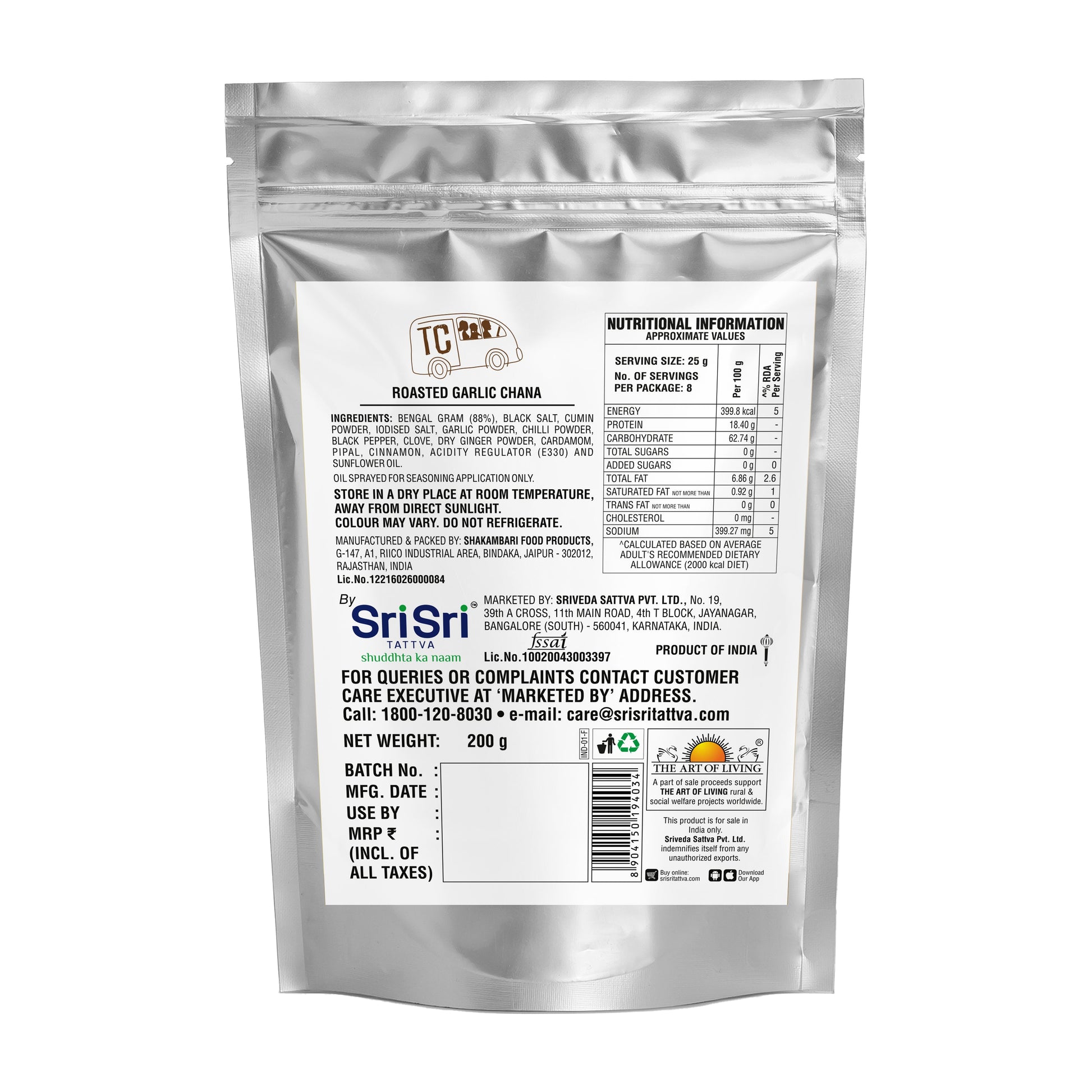 TRUE CREW Roasted Garlic Chana  Pouch 200 g 200g