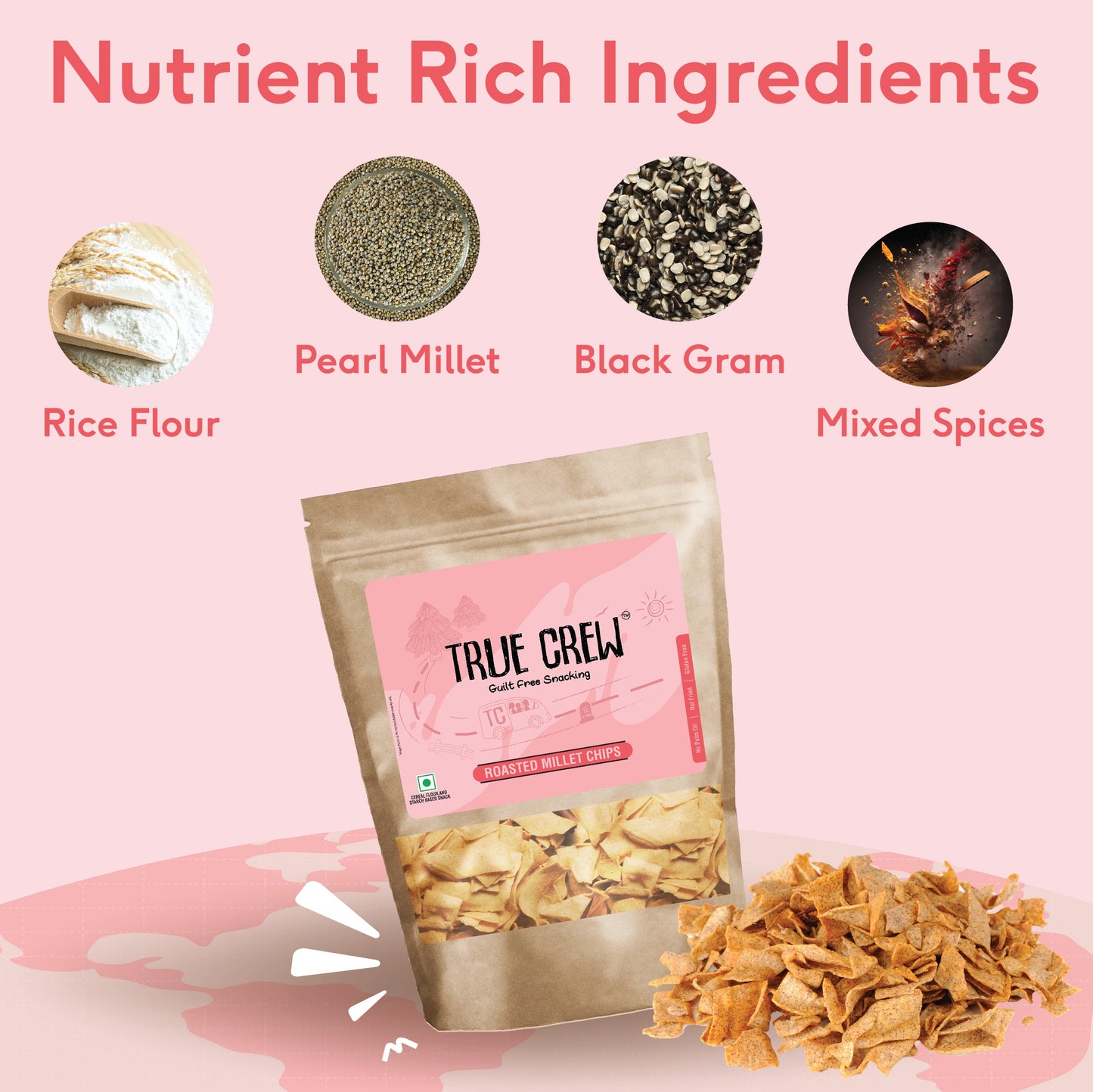 TRUE CREW - Millet Chips, 125 g 125g