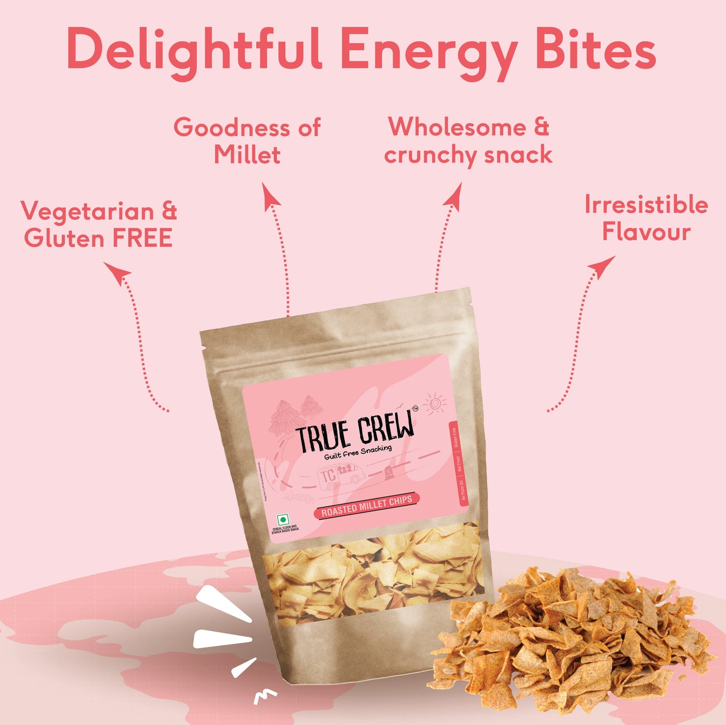 TRUE CREW - Millet Chips, 125 g 125g