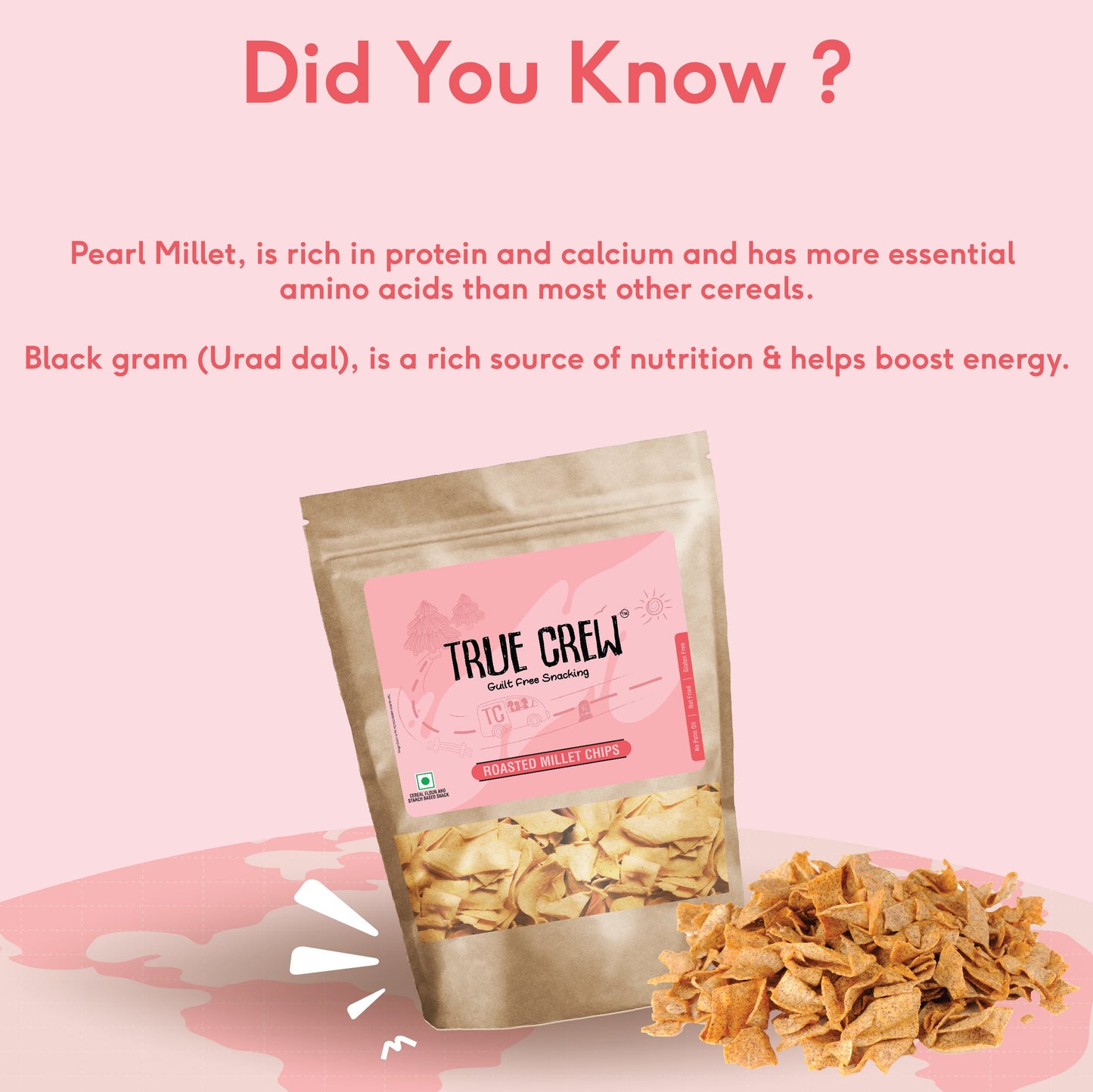 TRUE CREW - Millet Chips, 125 g 125g