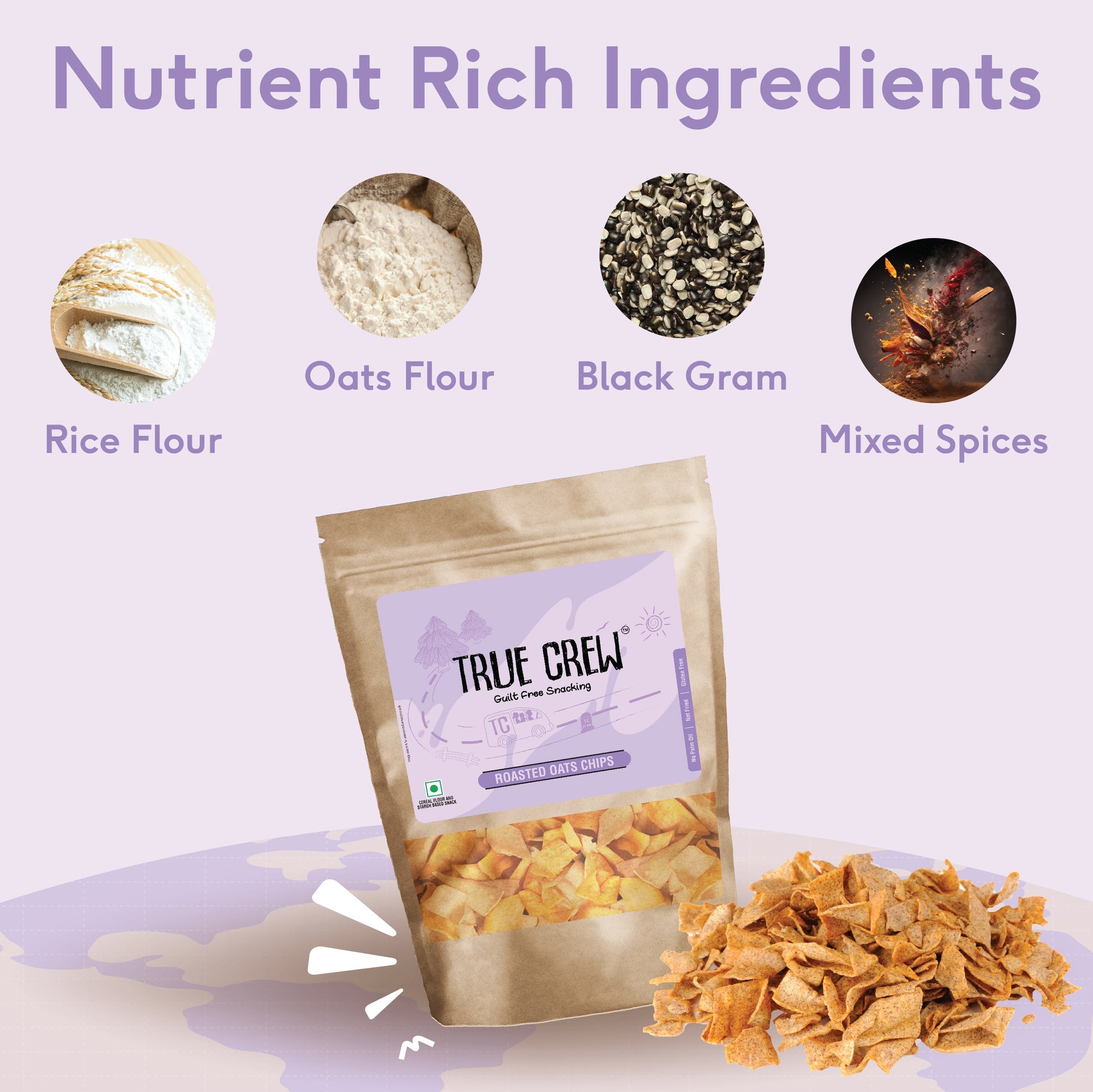 TRUE CREW - Oats Chips, 125 g 125g