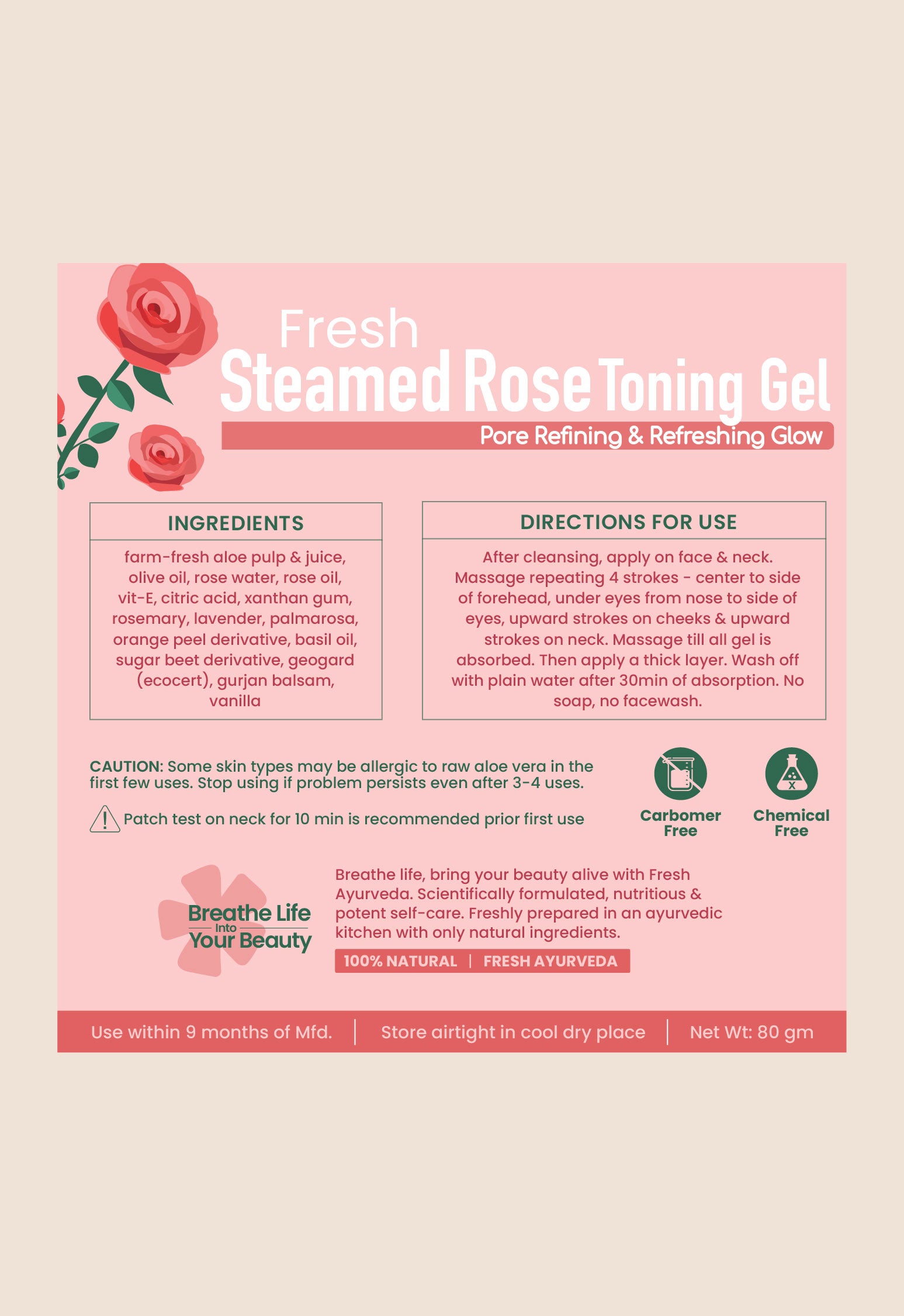 Fresh Steamed Rose Toning Gel Face Pack 80g x 1個