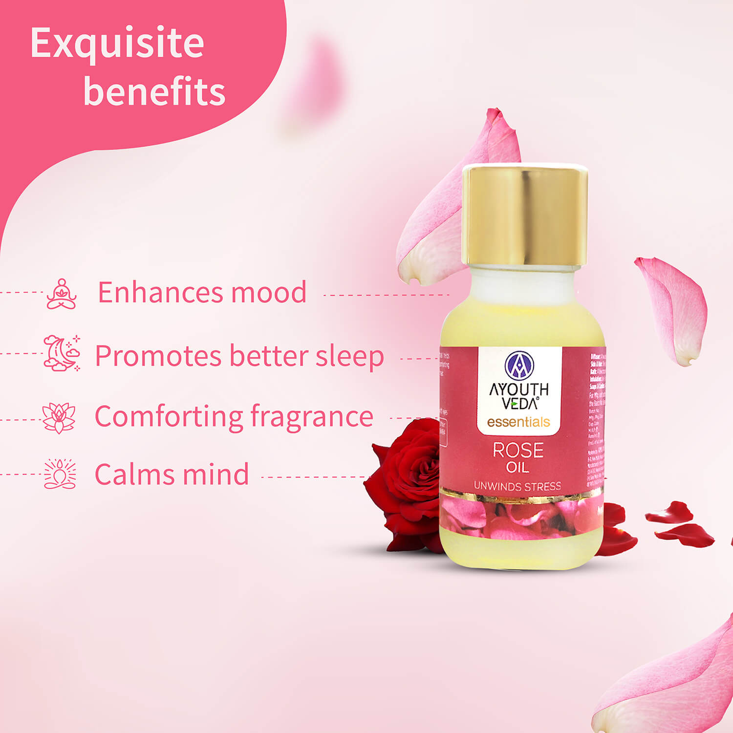 100% Pure Rose Essential Oil | Therapeutic-Grade | Promotes Relaxation, Calms Mind & Uplifts Mood | Steam-Distilled Rose Oil | 15 ml 15ml