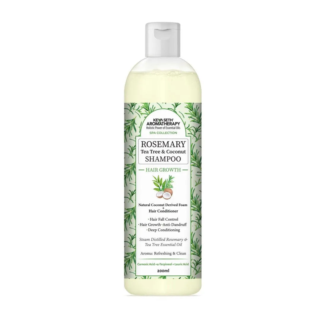 Rosemary Tea Tree Coconut Shampoo, Hair Growth Reduces Dandruff Oiliness Itching, Natural Coconut Derived Foaming + Hair Conditioner 200ml