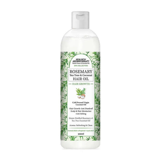 Rosemary Tea Tree Coconut Hair Oil, Hair Growth Anti Dandruff & Itching Nourishment & Moisturizer, Distilled Essential Oil 200ml