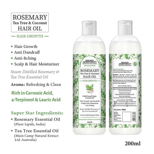 Rosemary Tea Tree Coconut Hair Oil, Hair Growth Anti Dandruff & Itching Nourishment & Moisturizer, Distilled Essential Oil 200ml