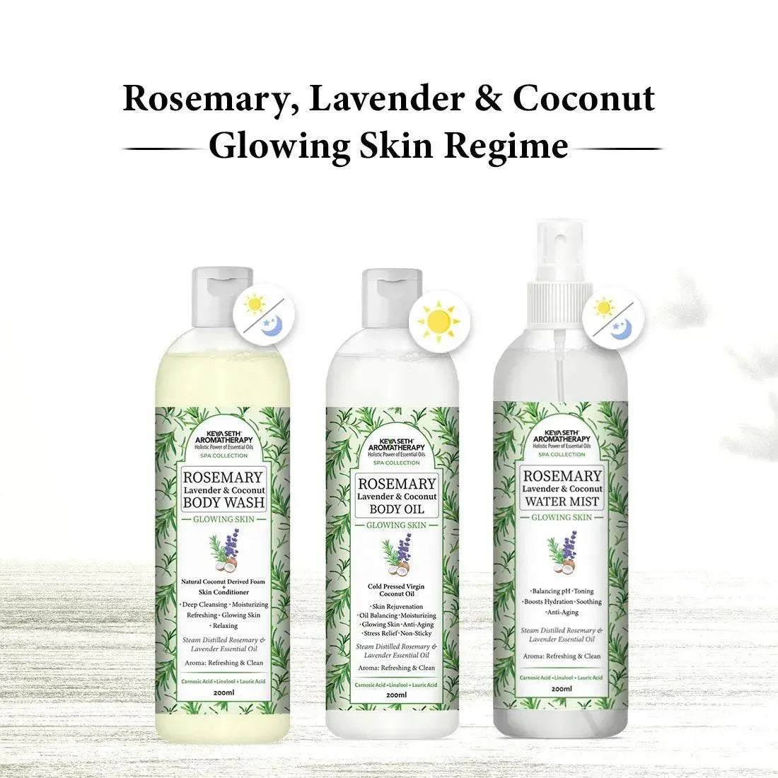 Rosemary Lavender Coconut Body Wash, Glowing Skin Moisturizing & Refreshing, Natural Coconut Derived Foaming + Conditioner, Essential Oil 200ml