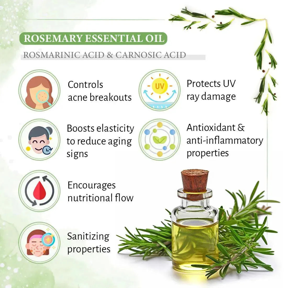 Rosemary Water Spray Mist Hair Growth & Skin Toner, Hydration,Anti Dandruff,Reduces Scalp Itching Rosemary Essential Oil 200ml