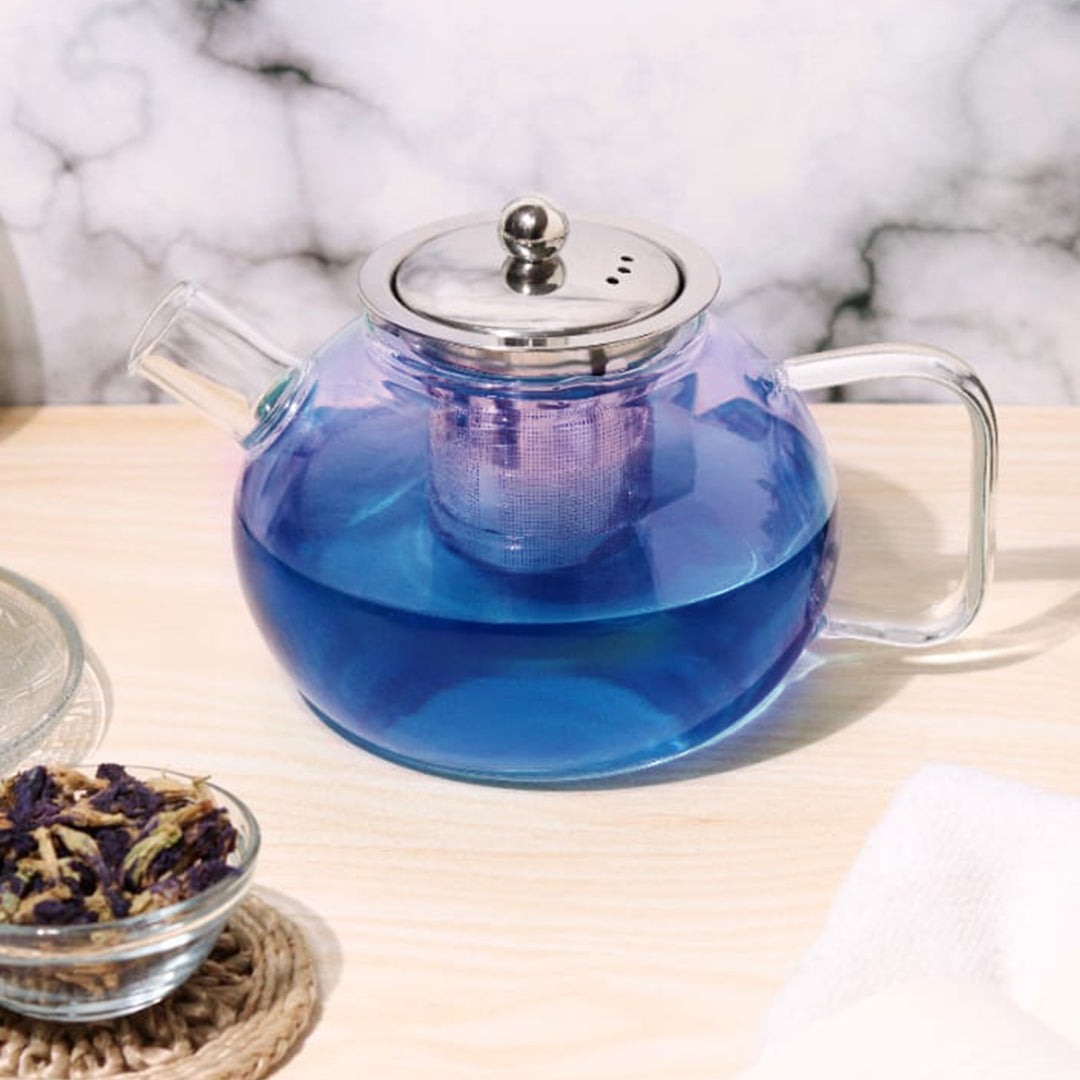 Round Glass Teapot Kettle |1000 ML with Stainless Steel Infuser 1000ML