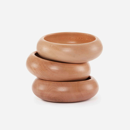 RING WOODEN BOWLS (SET OF 3) 21(L) x 21(B) x 6.7(H); 直径: 21