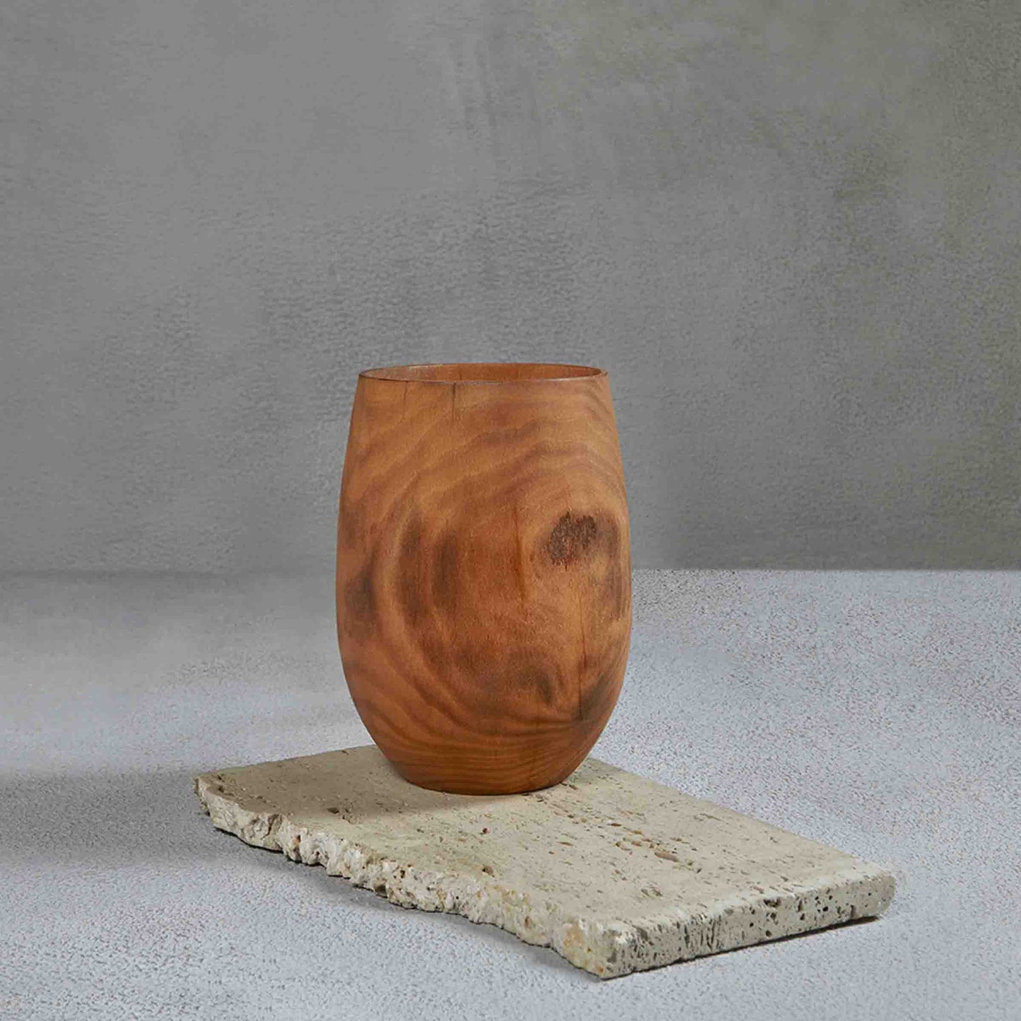 BARE WOODEN VASE 14.5(L) x 14.5(B) x 19.8(H); 直径: 14.5