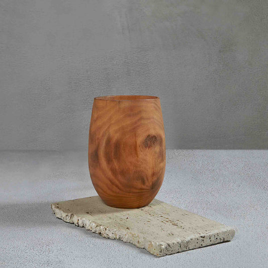 BARE WOODEN VASE 14.5(L) x 14.5(B) x 19.8(H); 直径: 14.5