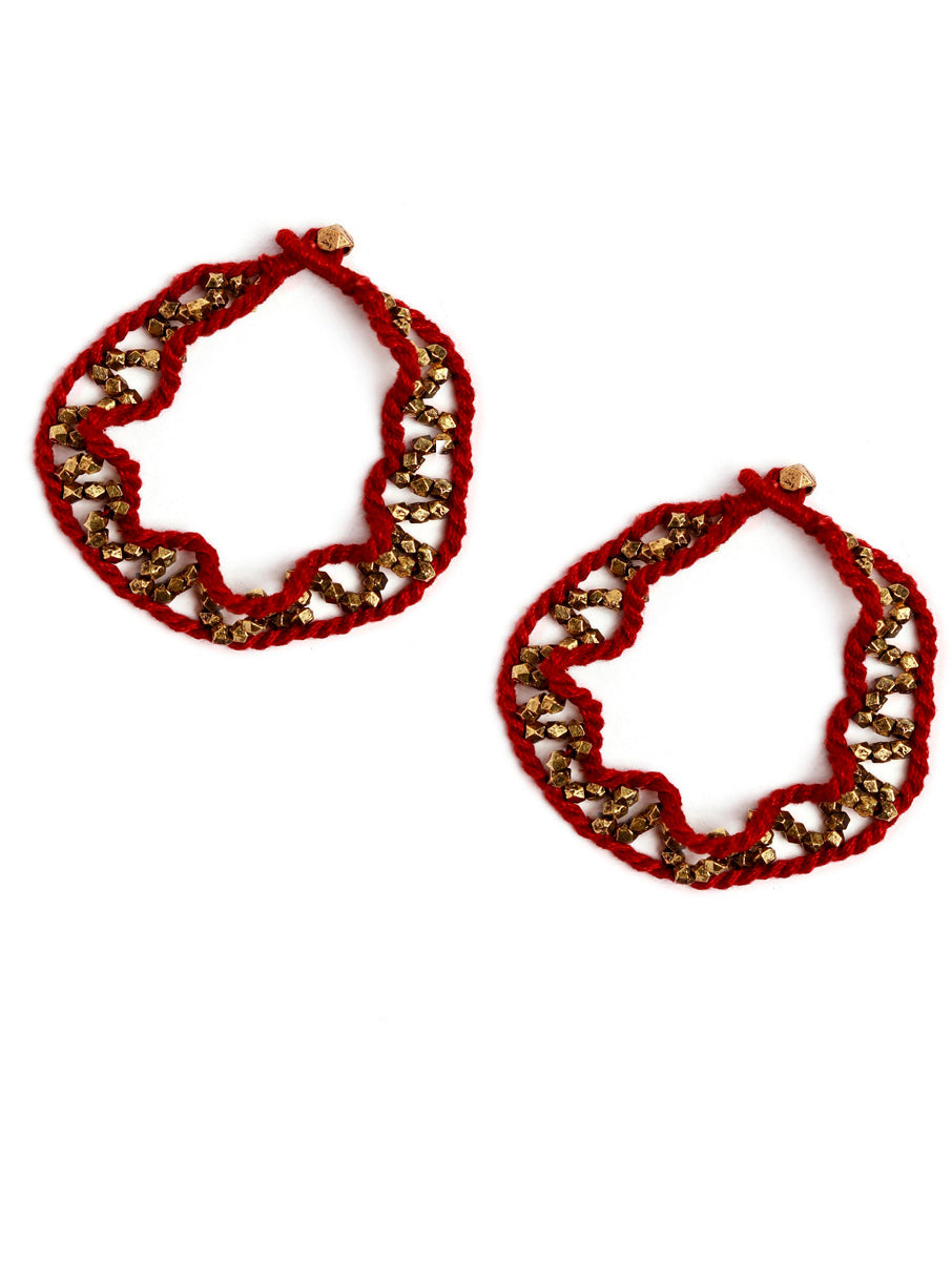 Set of 2: Alina Red Thread German Silver Anklets
