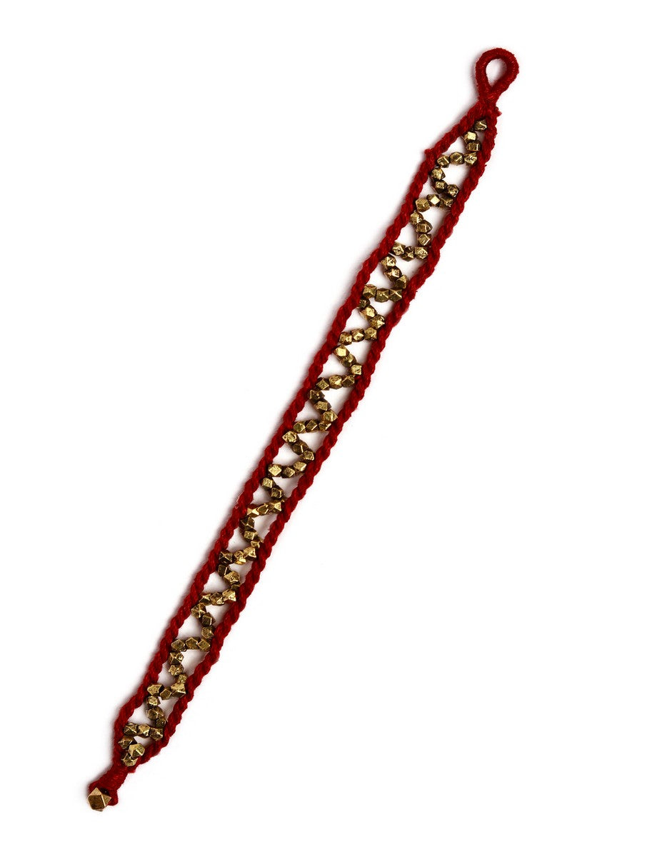 Set of 2: Alina Red Thread German Silver Anklets