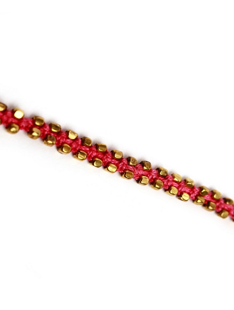 Set of 2: Farheen Pink Thread and German Silver Anklets