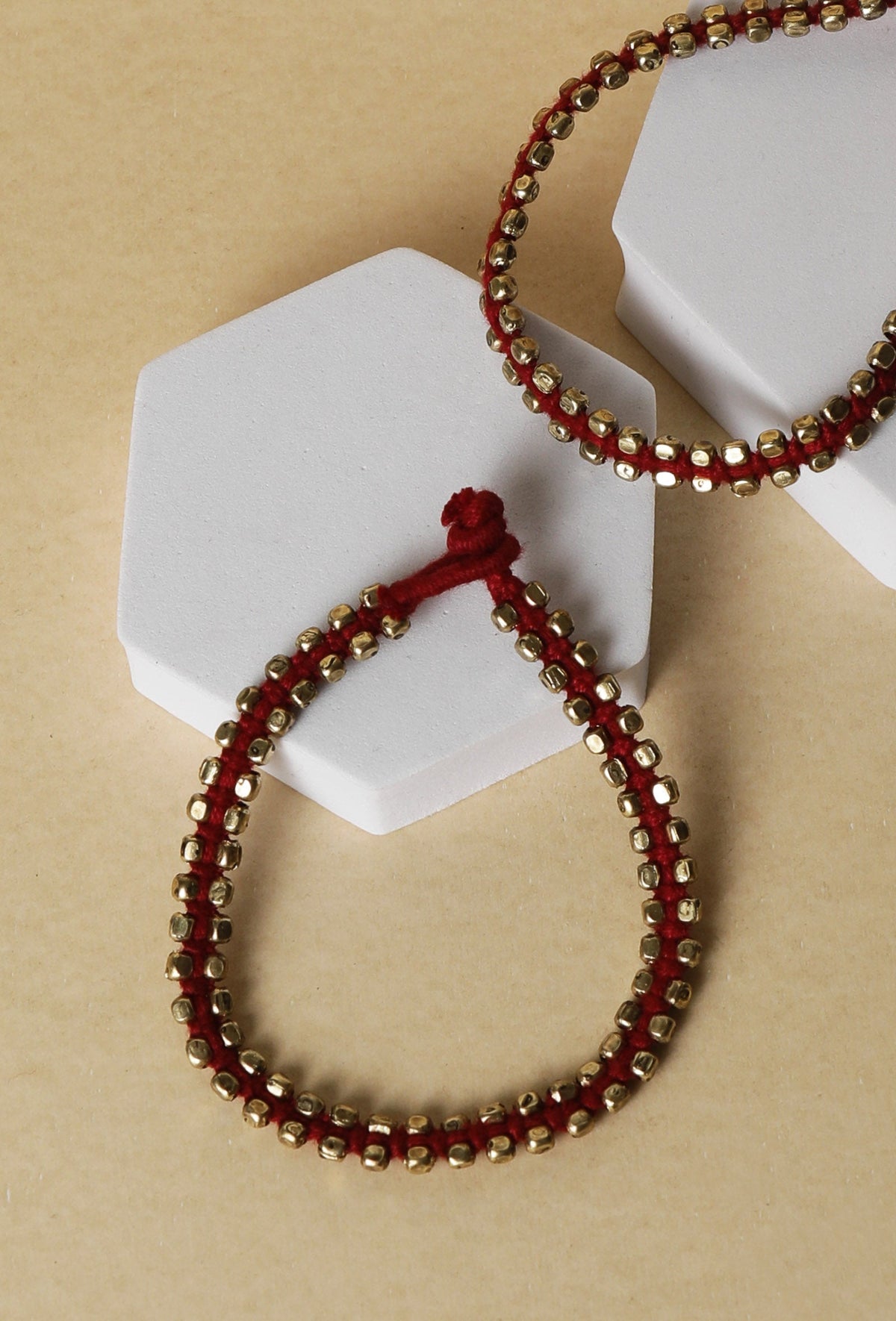 Set of 2: Kashish Maroon German Silver Anklets