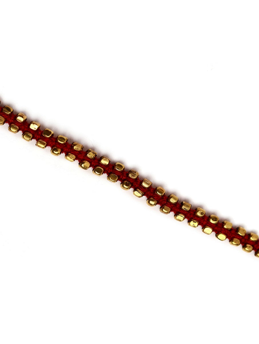 Set of 2: Kashish Maroon German Silver Anklets