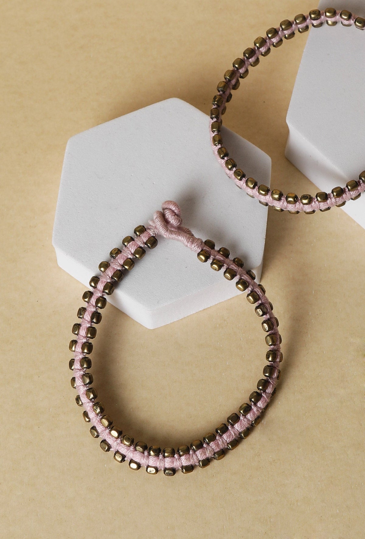 Set of 2: Maryam Pink German Silver Anklets
