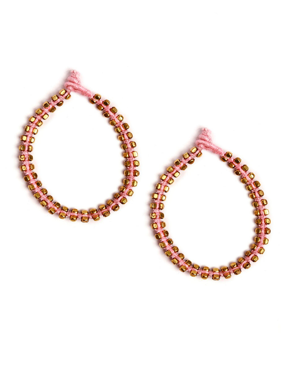 Set of 2: Maryam Pink German Silver Anklets