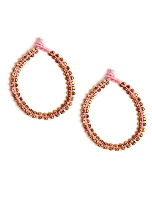 Set of 2: Maryam Pink German Silver Anklets