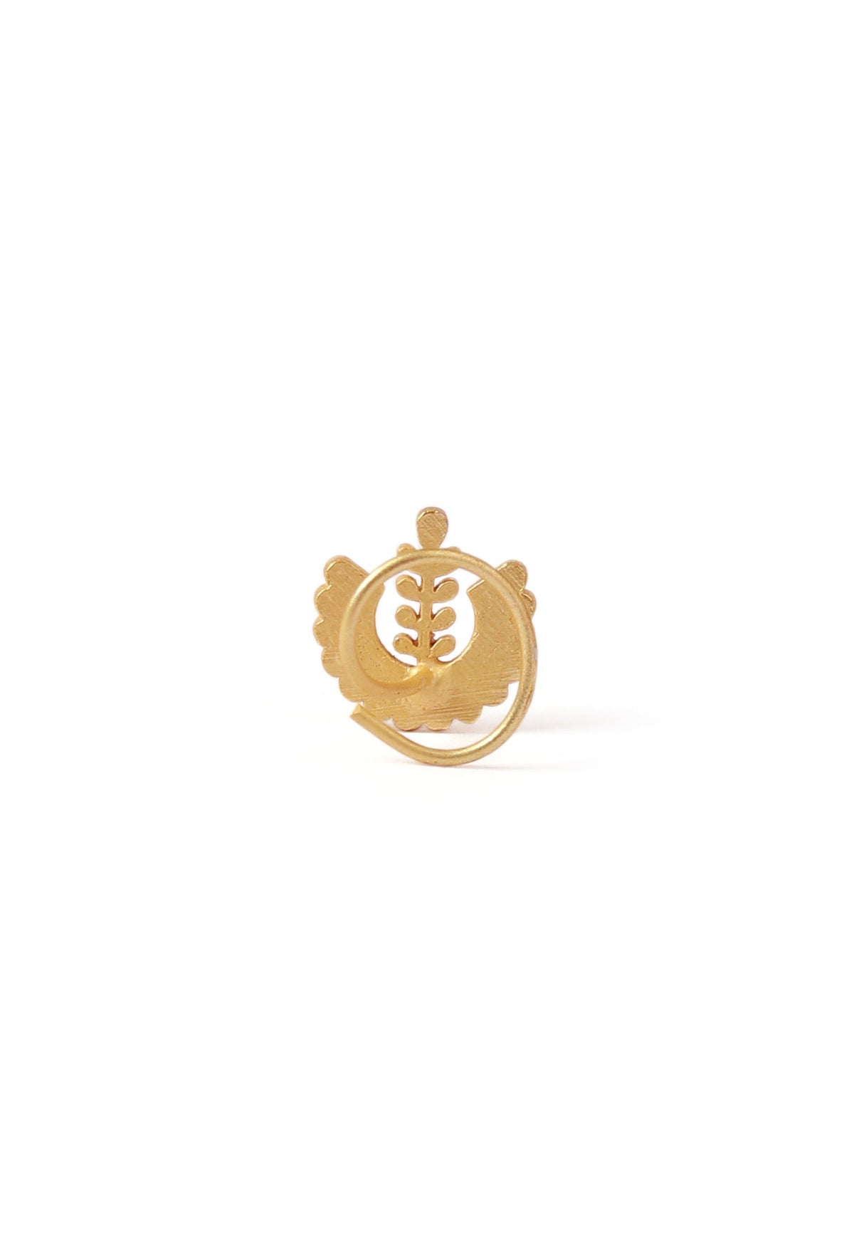 Leaf Intricate Gold Motif Brass Nosepin タイプ ノンホール（クリップ式）
