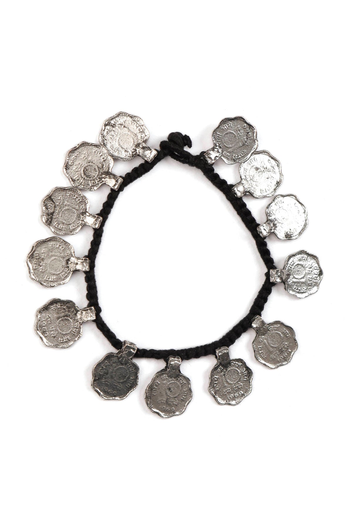 Tribal Coins Black Thread Anklet
