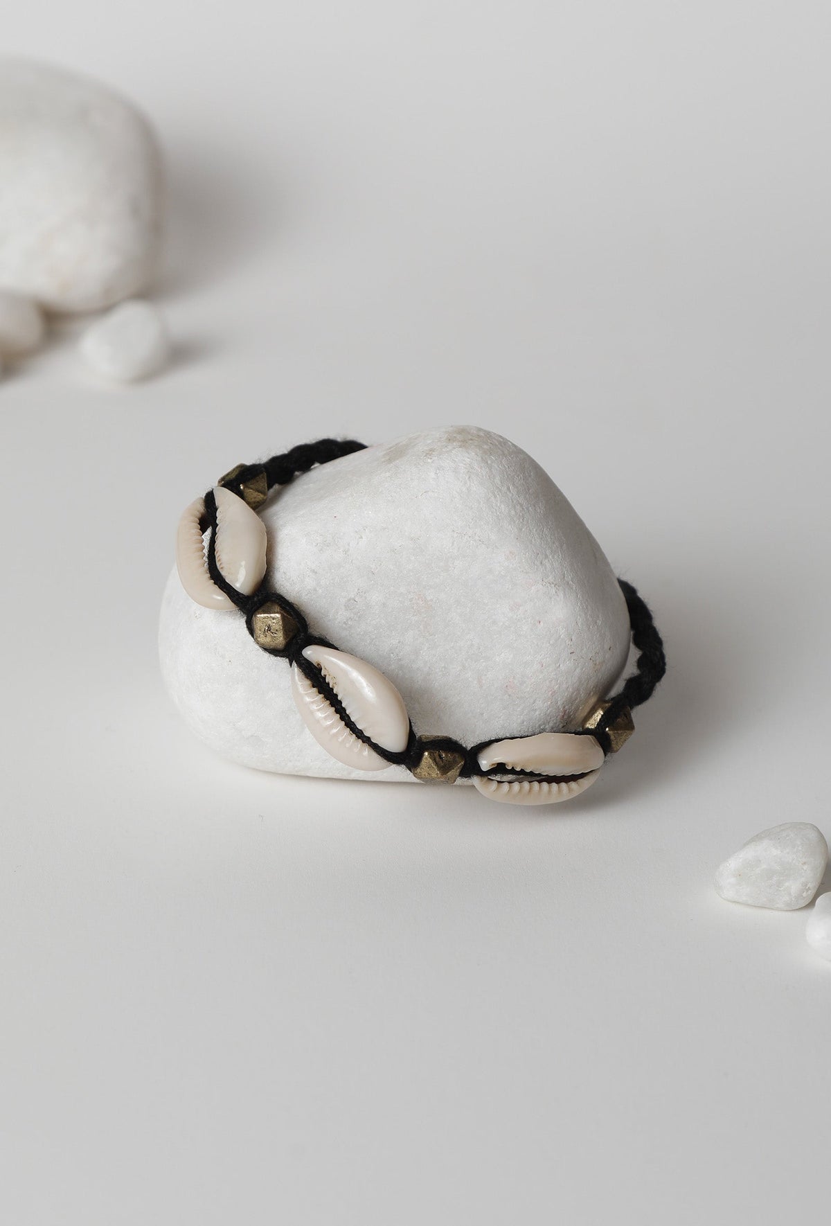 Minimalist Cowrie Shell Black Thread Anklet