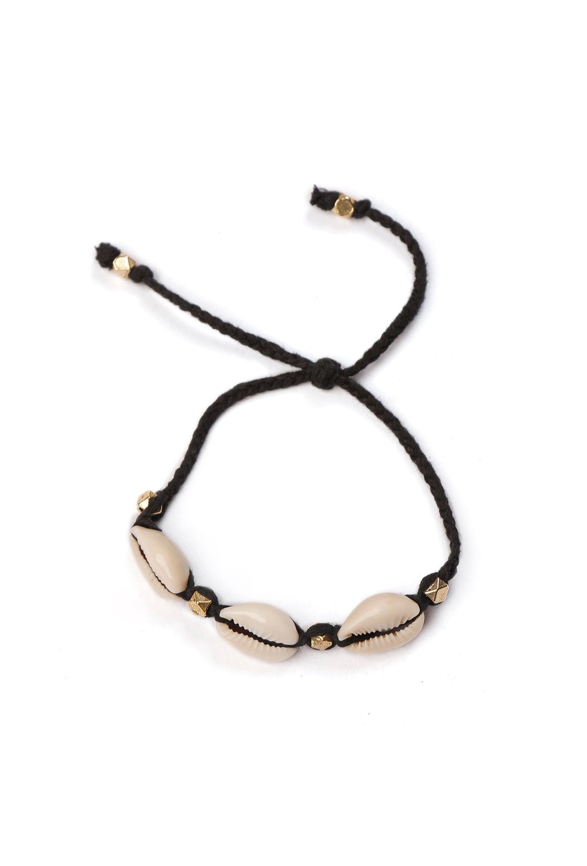 Minimalist Cowrie Shell Black Thread Anklet