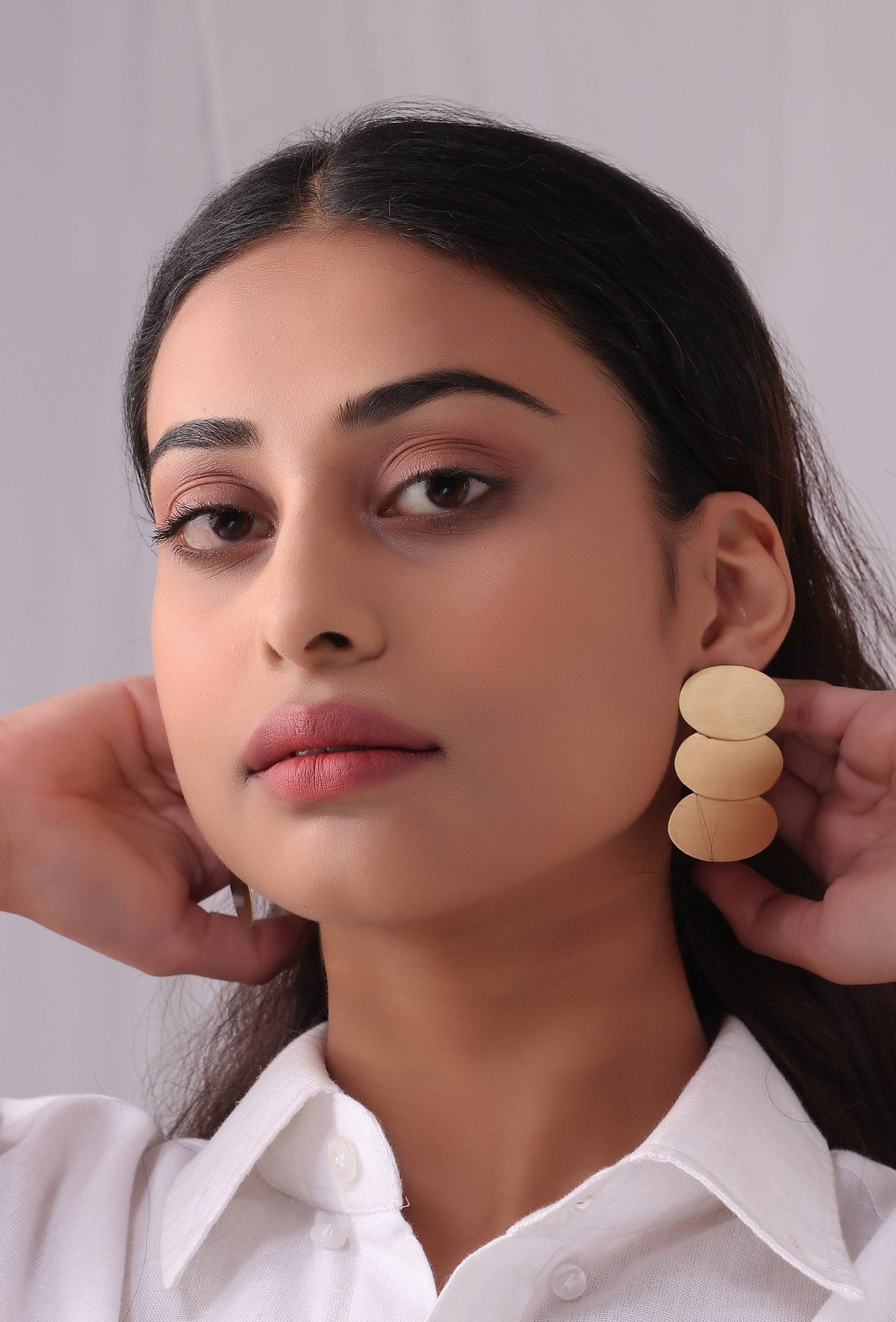 Trio Oval Brass Earrings
