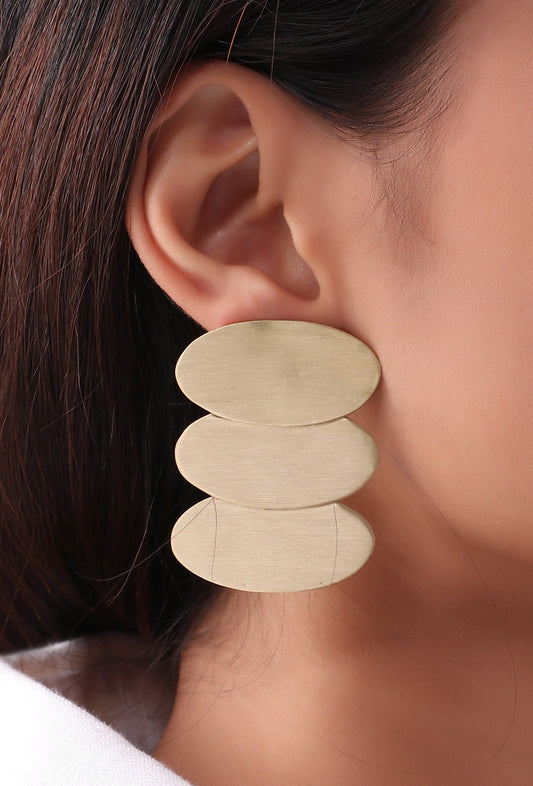 Trio Oval Brass Earrings