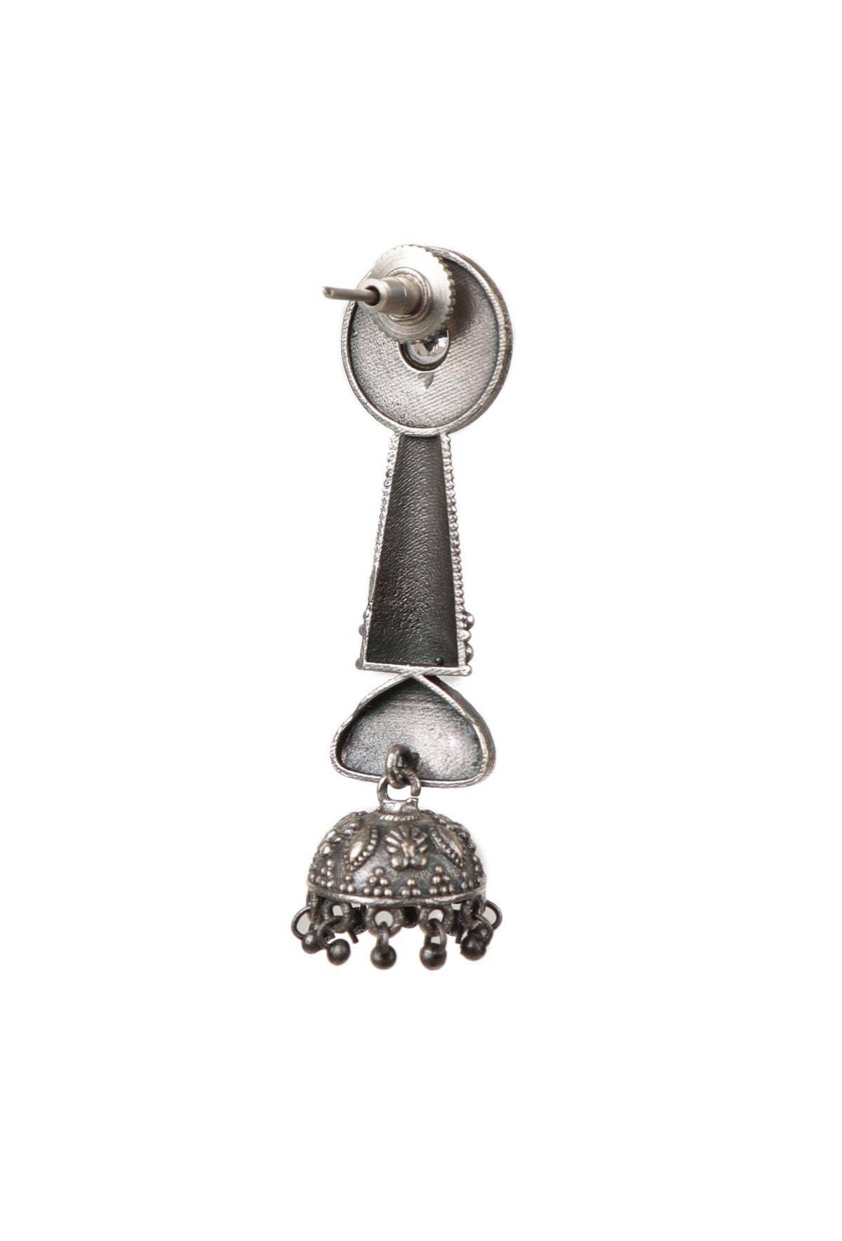White Kundan Long Spiral Oxidized Jhumkis