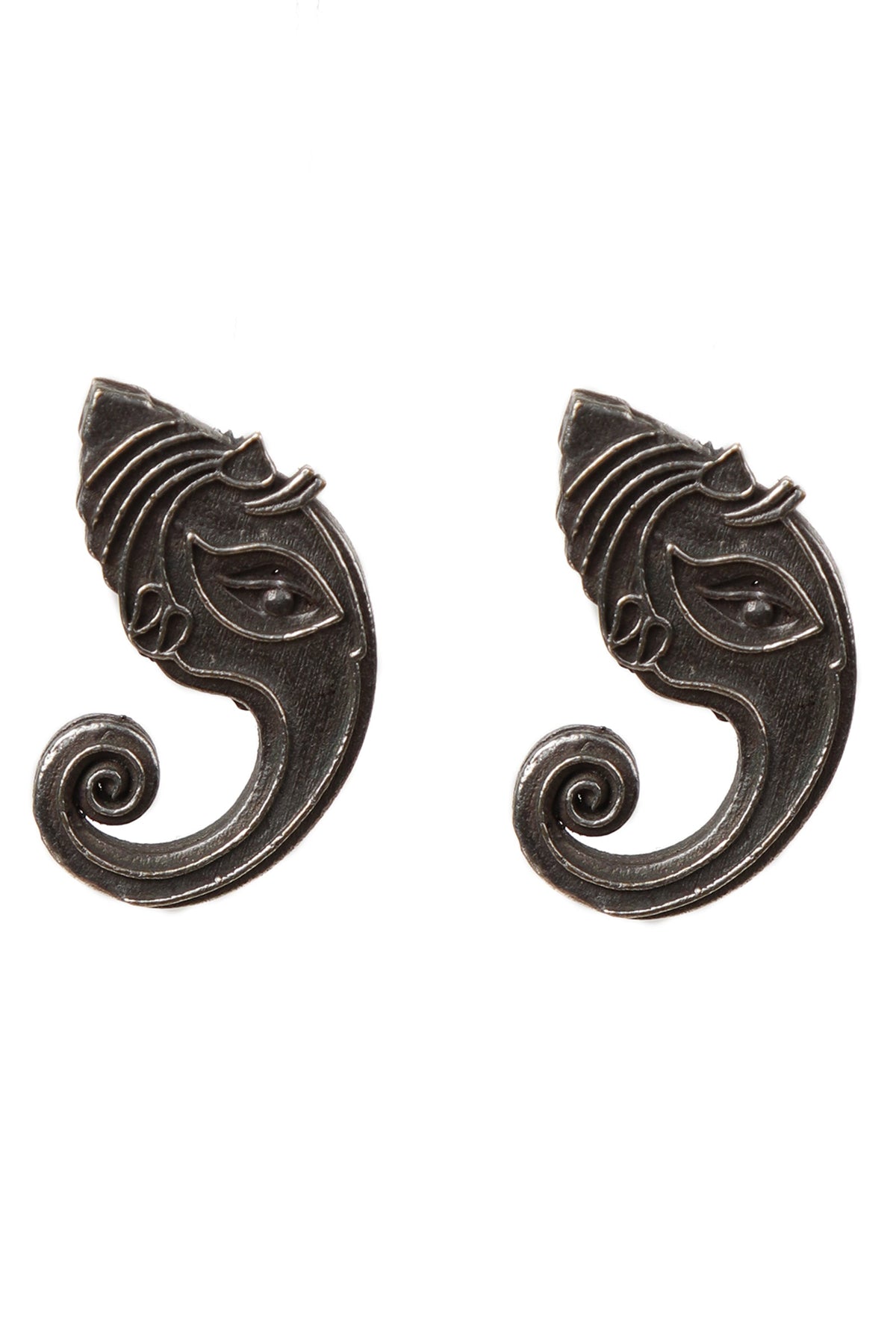 Lord Ganesha Oxidized Stud Earrings