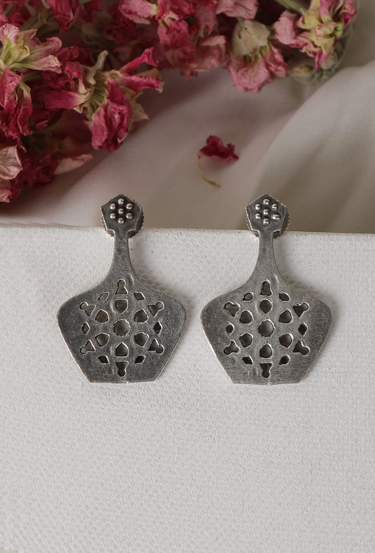Vintage Pot Oxidized Stud Earrings