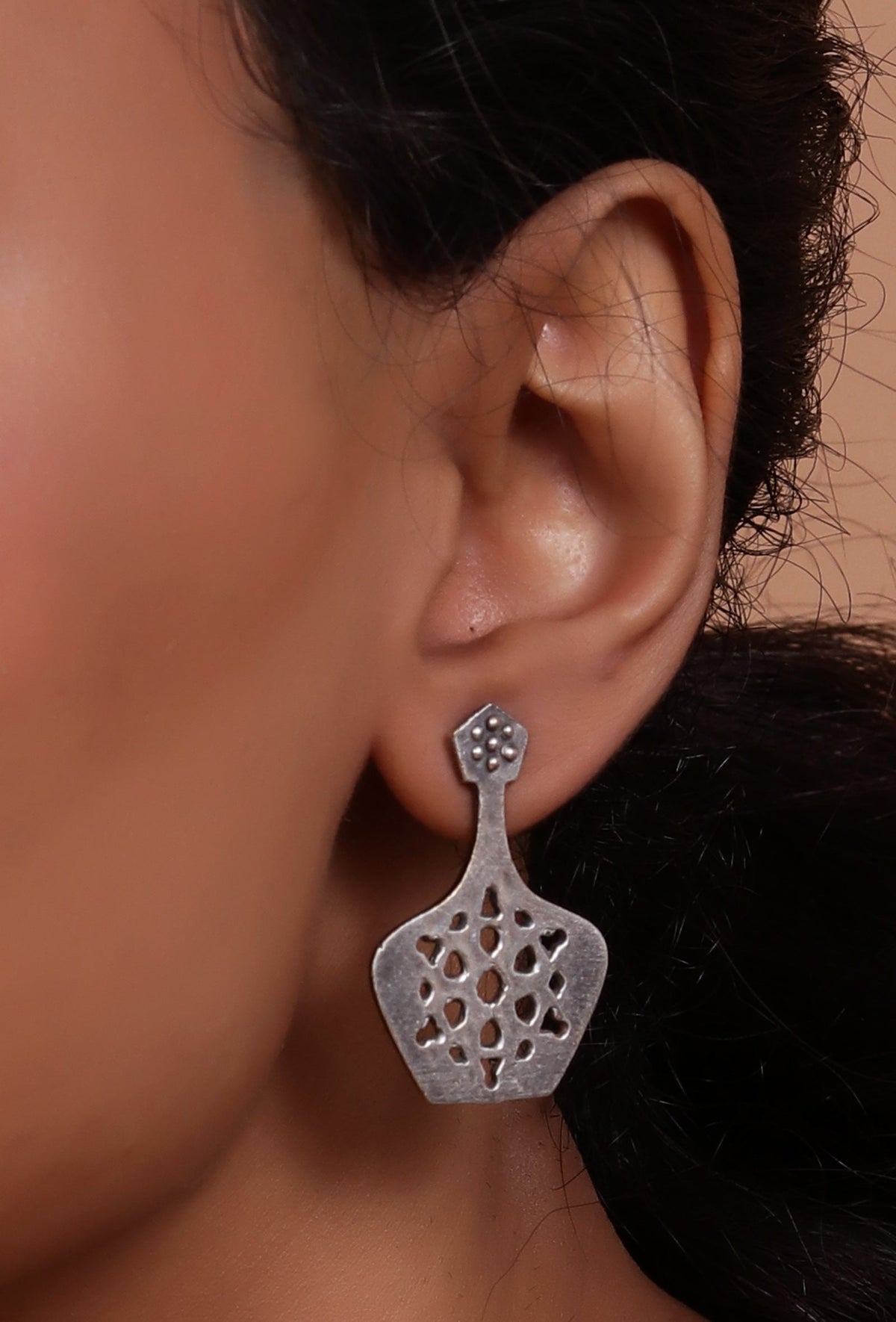 Vintage Pot Oxidized Stud Earrings