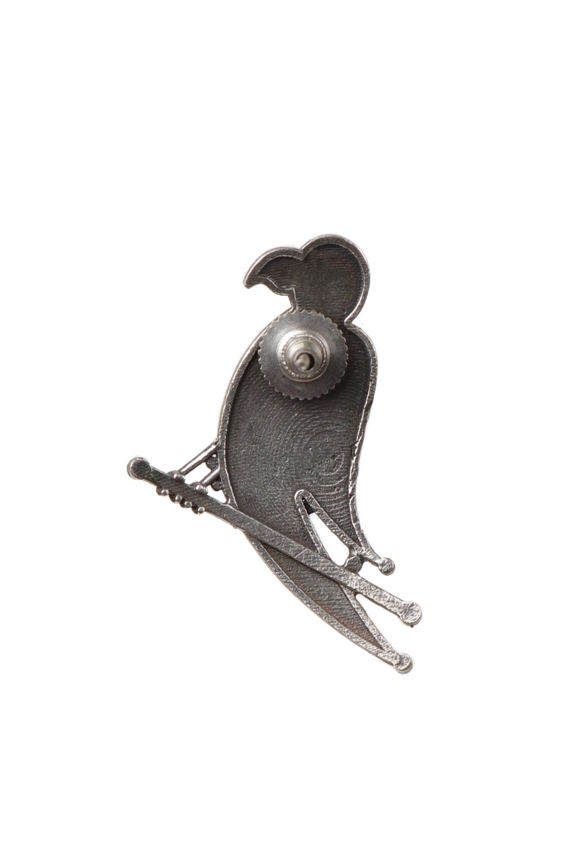 Parrot Textured Silver Stud Earrings