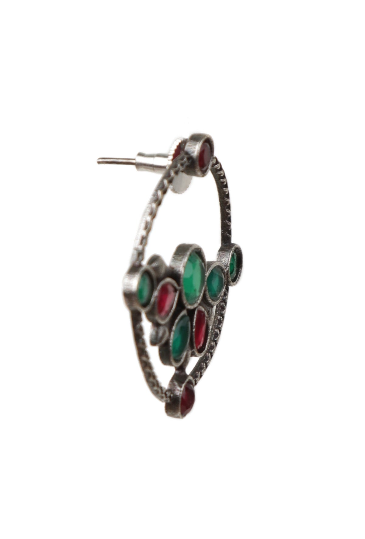 Red & Green Kundan Circular Studs