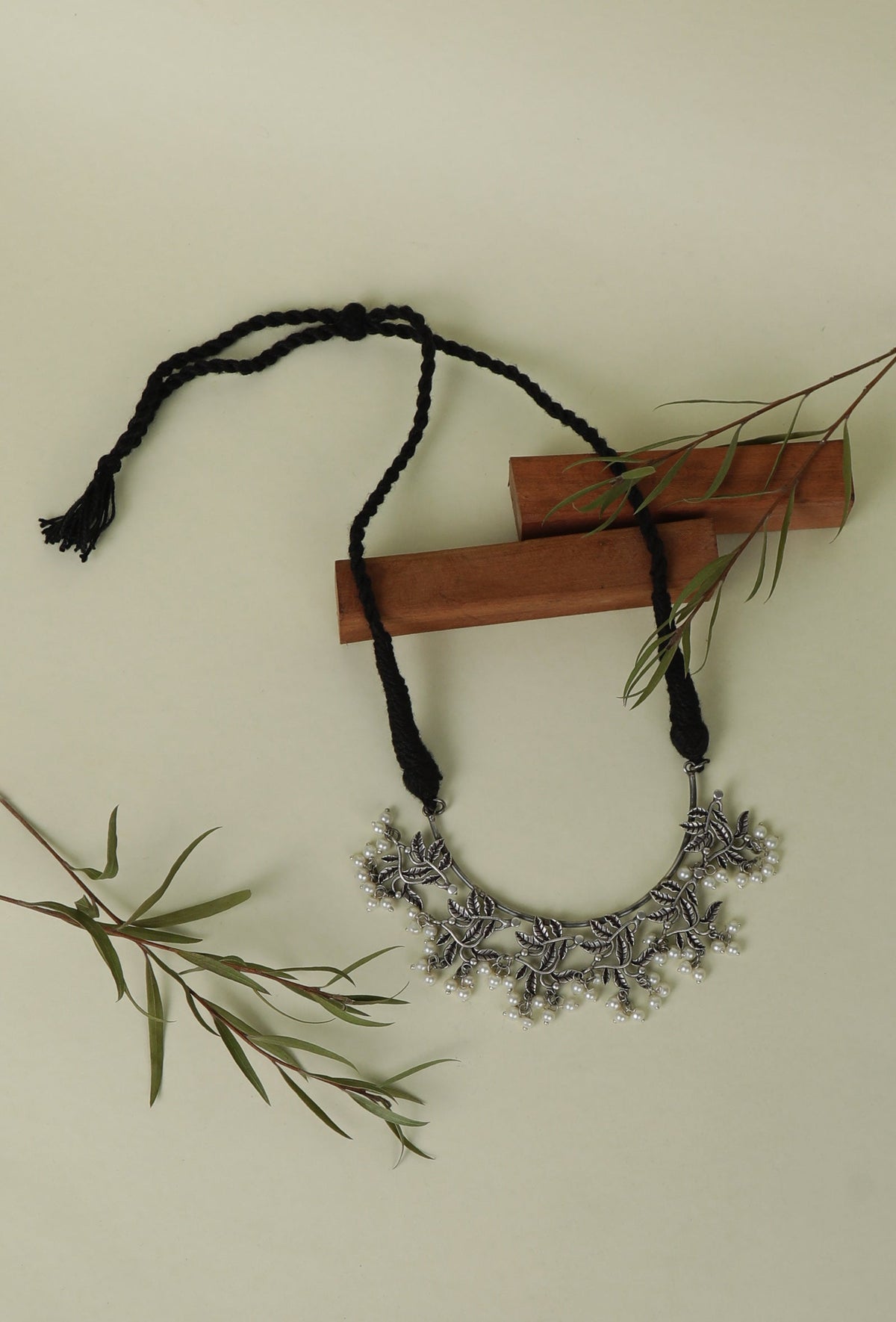 White Beads Oxidized Necklace