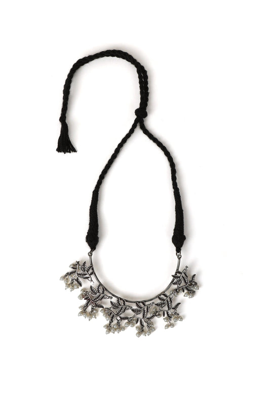White Beads Oxidized Necklace