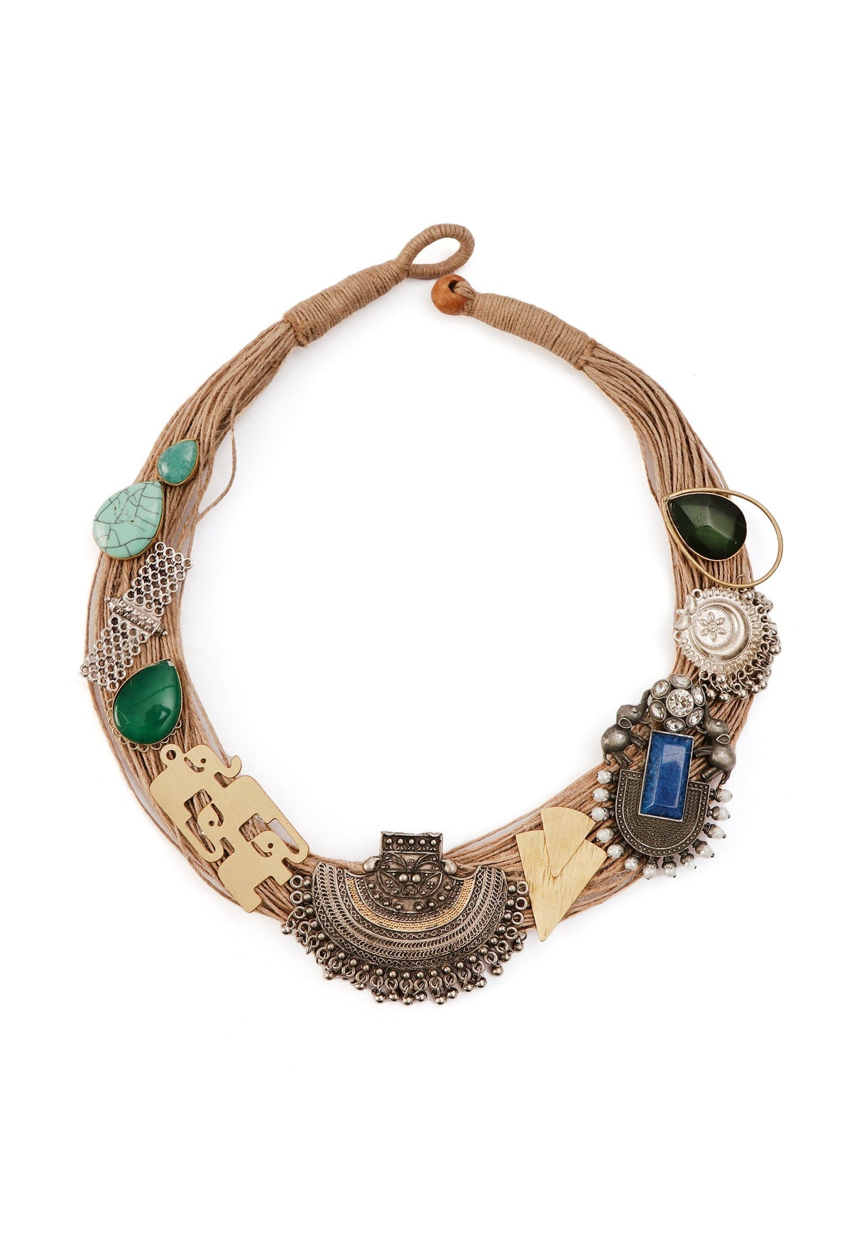 Artisanal Elephant Parade Jute Necklace
