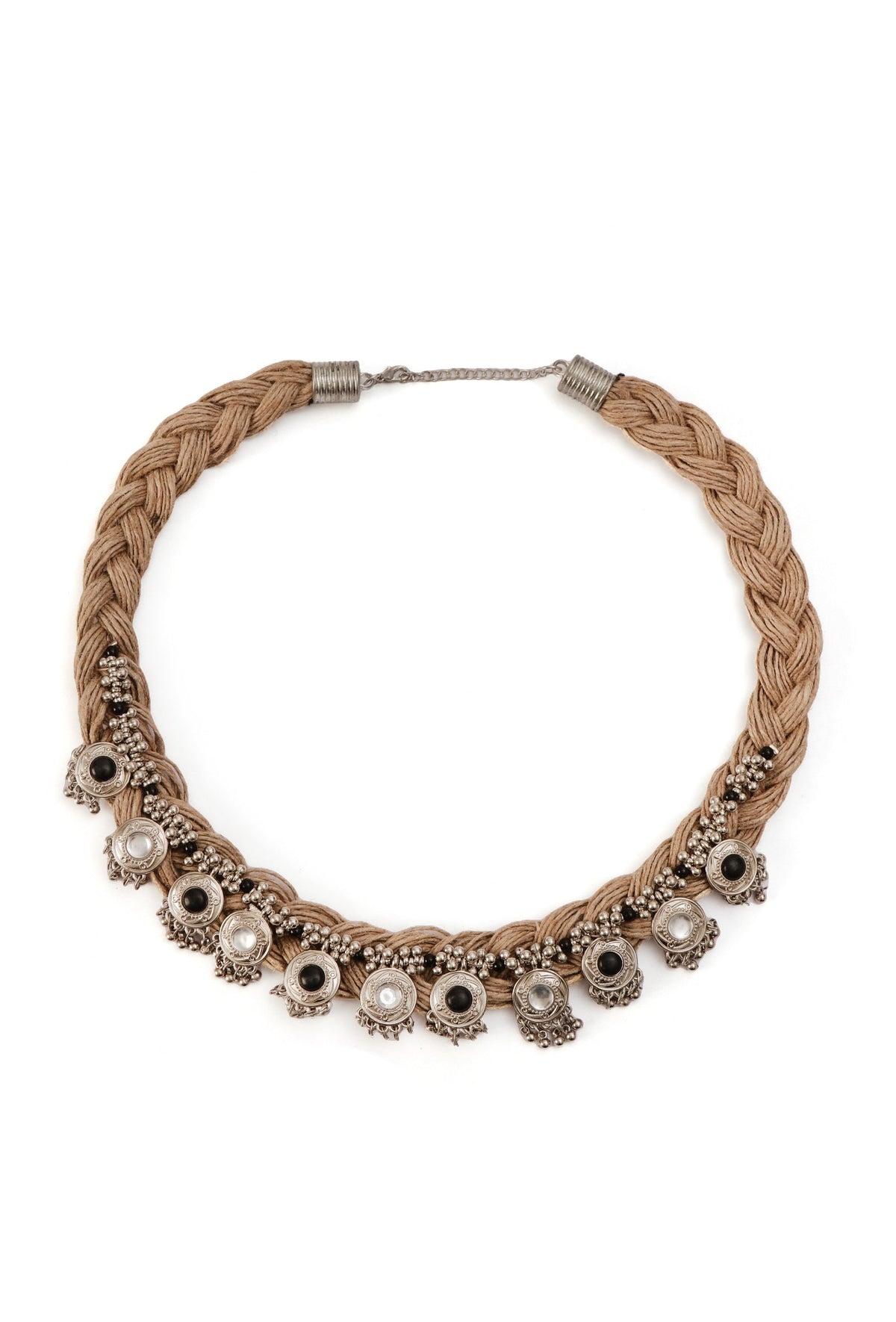 Monochrome Ghunghru Chic Jute Jewelry Set