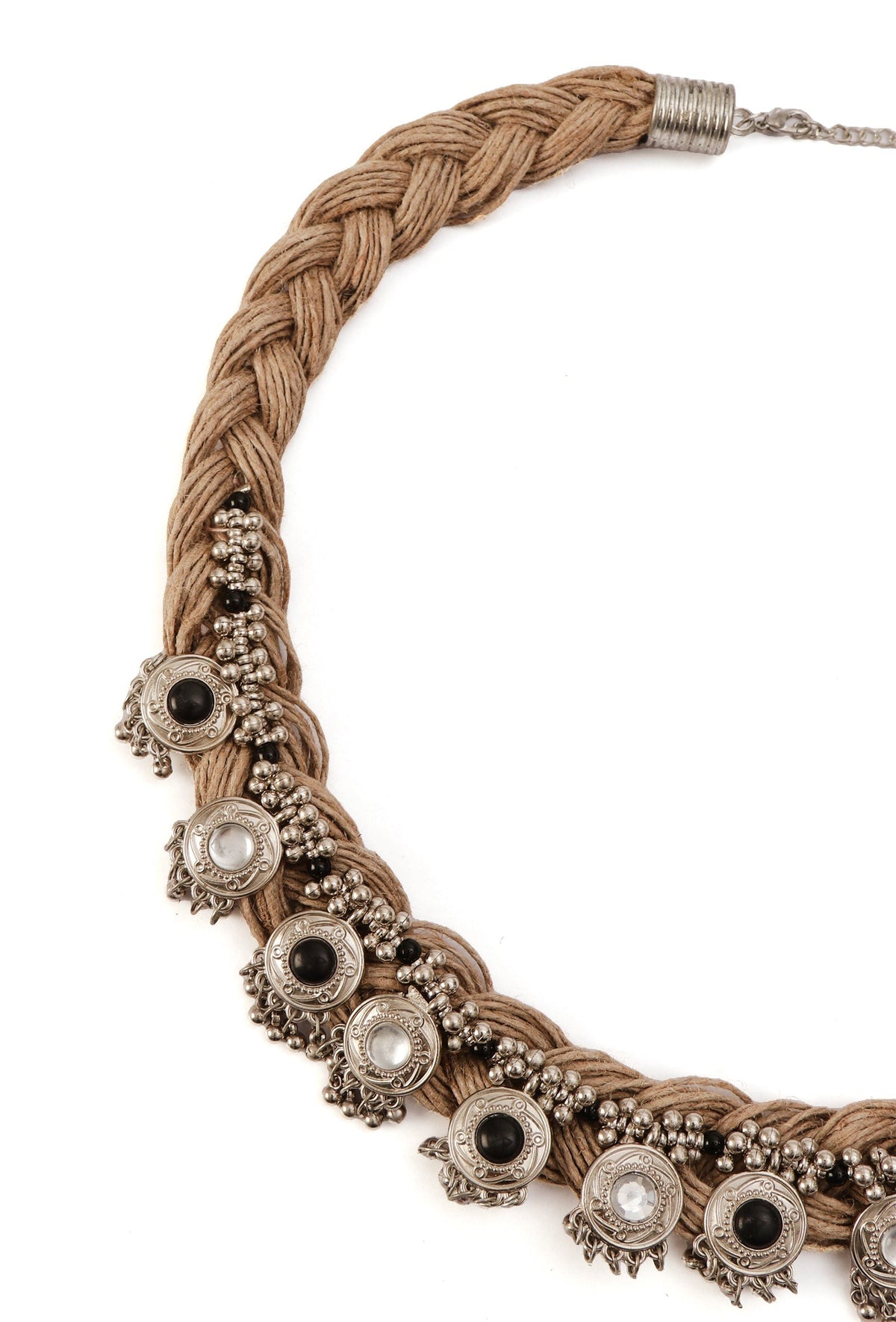 Monochrome Ghunghru Chic Jute Jewelry Set