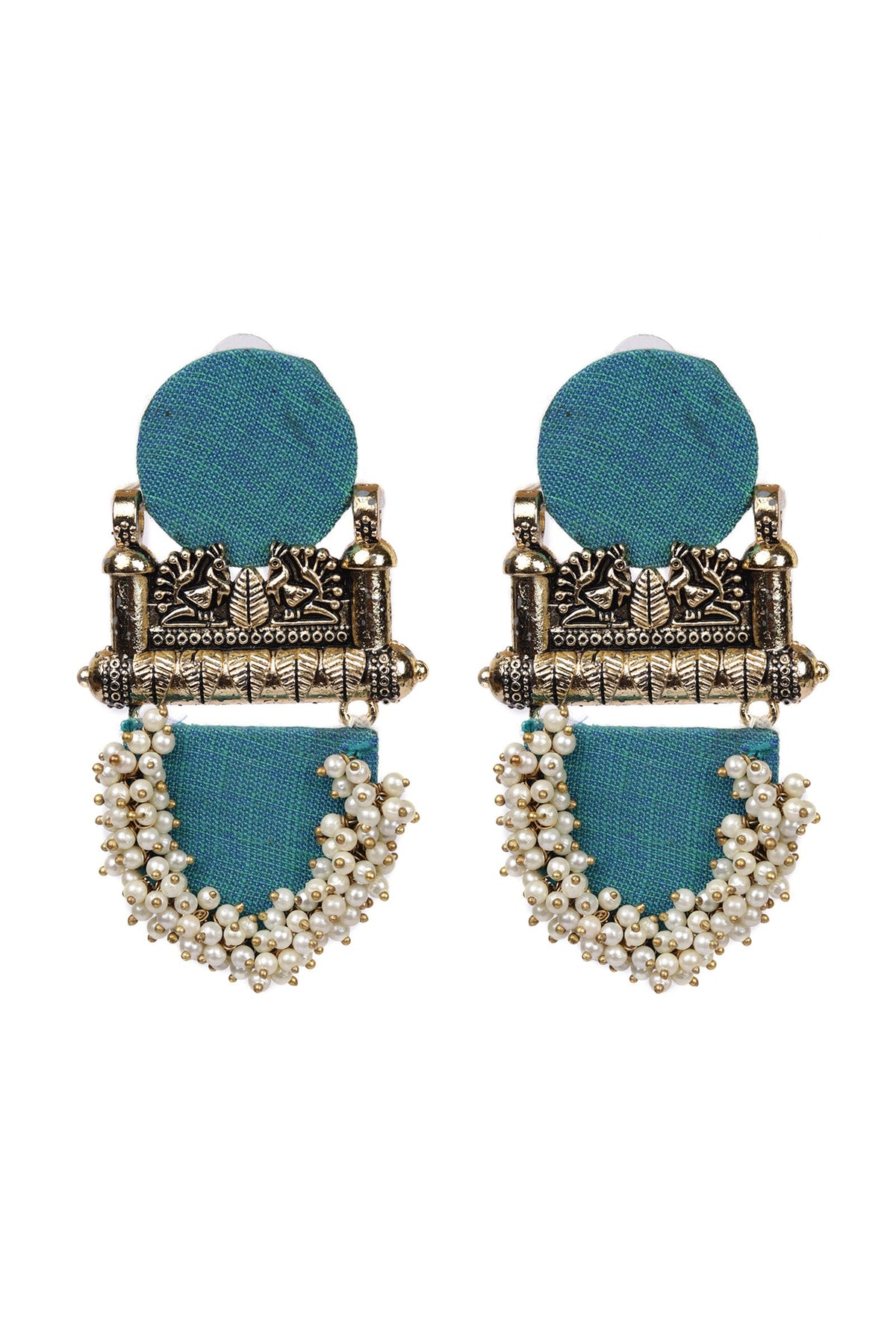 Handcrafted Fabric Peacock Style Earrings