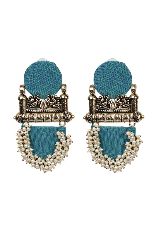 Handcrafted Fabric Peacock Style Earrings
