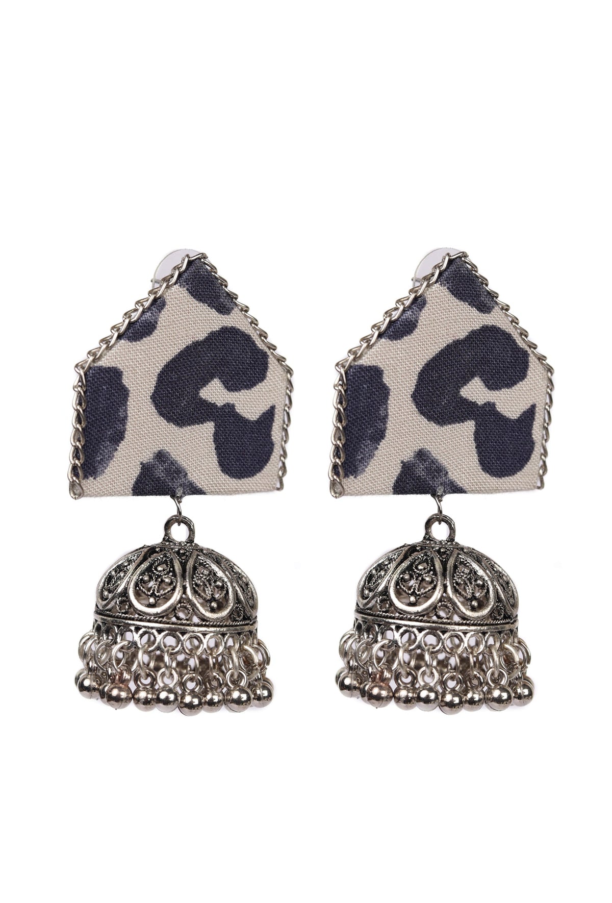 Handmade Designer Colored Printed Fabric Designer Partywear Earring