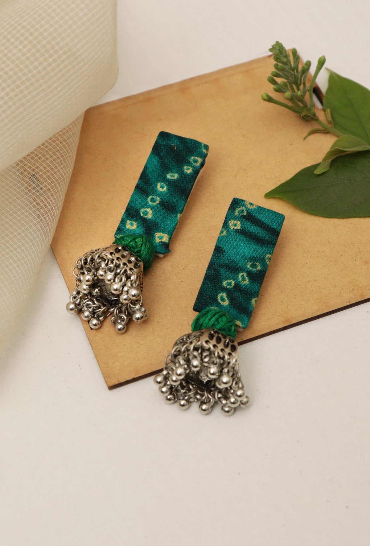 Handmade Fabric Batik Tie And Dye Print Earrings