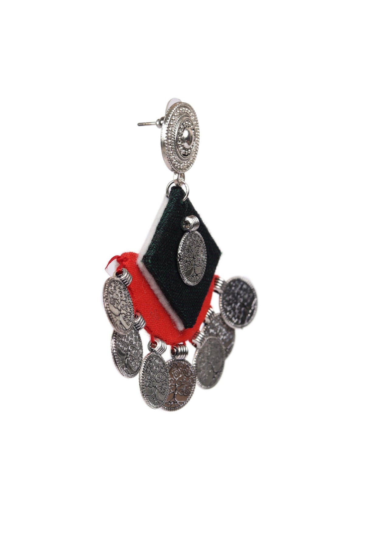 D Shaped And Square Handcrafted Fabric Style Earrings